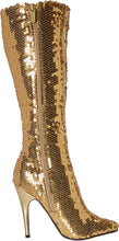 Load image into Gallery viewer, Swish Gold Sequin Knee High Boots