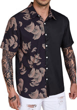 Load image into Gallery viewer, Men&#39;s Big &amp; Tall Black Two Tone Vacation Style Short Sleeve Shirt