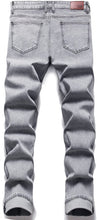 Load image into Gallery viewer, Street Style Grey Ripped Stretch Denim Regular Jeans