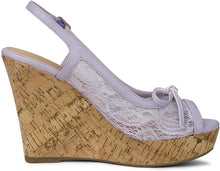Load image into Gallery viewer, Purple Lace Platform Wedge Heel Sandals