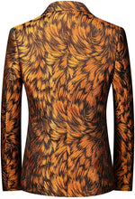 Load image into Gallery viewer, Italian Style Men&#39;s Single Breasted Golden Brown Leaf Printed Fully Lined Blazer