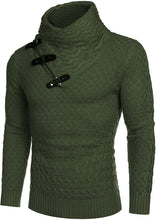 Load image into Gallery viewer, Men&#39;s Army Green Long Sleeve Designer Knitted Turtleneck Sweater