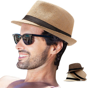 Men's Khaki High Quality Fedora Hats, Pack of 3