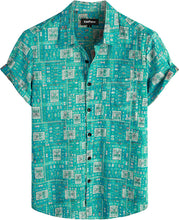 Load image into Gallery viewer, Men&#39;s Tribal Teal Multi Print Casual Short Sleeve Shirt