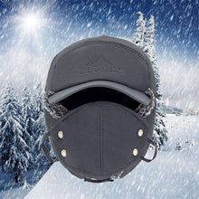 Load image into Gallery viewer, Men&#39;s Black Warm Trooper Aviator Hat with Earflaps