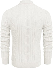 Load image into Gallery viewer, Shawl Collar White Pullover Cable Knitted Men&#39;s Sweater