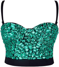 Load image into Gallery viewer, Diamond Green Studded Sweetheart Bustier Corset Crop Top
