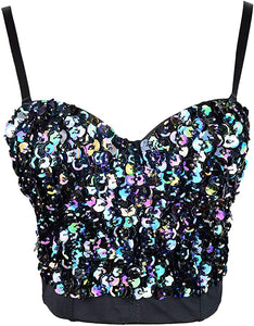 Pink & White Multi-Color Sweetheart Rhinestone Studded Bustier Corset Crop Top