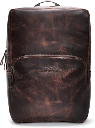 Vintage Deep Brown Genuine Leather Travel Backpack