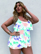 Load image into Gallery viewer, Plus Size Sherbet Pink Dyed 2pc Layered Ruffle Swimsuit