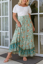 Load image into Gallery viewer, Plus Size Sage Green Floral Maxi Skirt