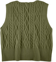 Load image into Gallery viewer, Pullover Cable Knit Vest Sleeveless Loose Fit Sweater Top