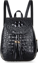 Load image into Gallery viewer, Small Black Crocodile Leather Casual Women&#39;s Backpack