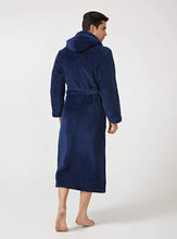 Load image into Gallery viewer, Men&#39;s Navy Blue Winter Fleece Full Length Robe