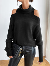 Load image into Gallery viewer, Passion Black Turtleneck Off Shoulder Batwing Sweaters