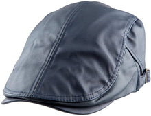 Load image into Gallery viewer, Men&#39;s Navy Blue PU Leather Classic Newsboy Cap