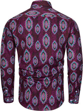 Load image into Gallery viewer, Vintage Wine Red Paisley Long Sleeve Button Down Dress Shirt