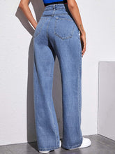 Load image into Gallery viewer, High Waist Wide Leg Denim Long Pants with Pockets