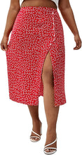 Load image into Gallery viewer, Plus Size Red Floral Midi Skirt