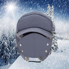 Load image into Gallery viewer, Men&#39;s Frosted Blue Warm Trooper Aviator Hat with Earflaps