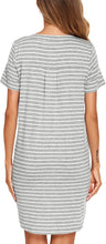 Load image into Gallery viewer, Night Grey Striped Button Down Sleepwear Dress