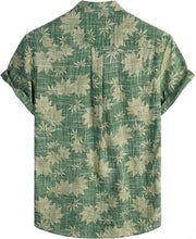 Load image into Gallery viewer, Men&#39;s Green Leaves Print Casual Short Sleeve Shirt