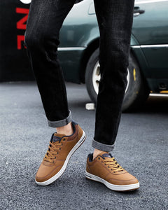 Men's Yellow PU Leather Casual Walking Shoes