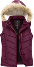 Load image into Gallery viewer, Wine Red Quilted Hooded Thicken Warm Puffer Winter Vest