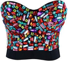 Load image into Gallery viewer, Diamond Purple Multi Color Studded Sweetheart Bustier Corset Crop Top