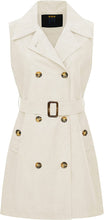 Load image into Gallery viewer, Elegant White Faux Suede Vest Sleeveless Trench Coat Mini Dress