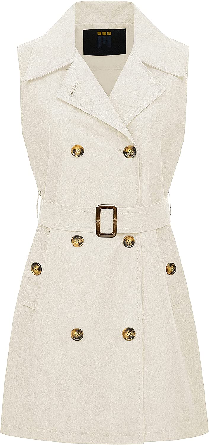 Elegant White Faux Suede Vest Sleeveless Trench Coat Mini Dress