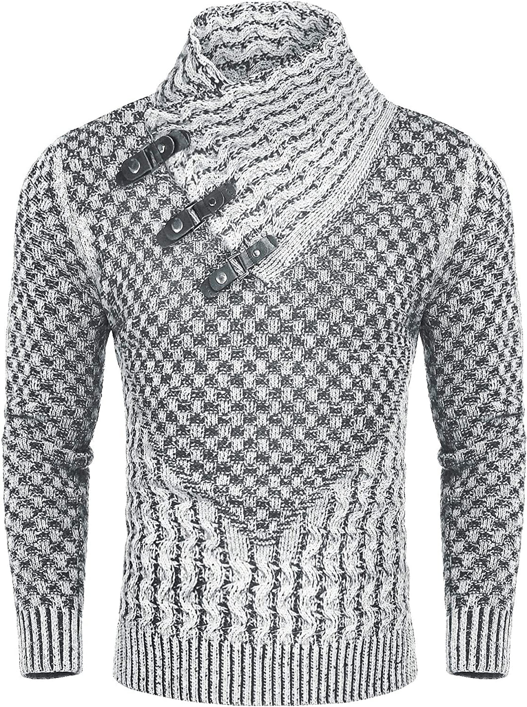White Long Sleeve Slim Fit Designer Knitted Turtleneck Sweater