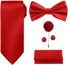 Load image into Gallery viewer, Geneva Red 5pcs Bow tie Set