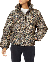 Load image into Gallery viewer, Mock Neck Leopard Print Short Women&#39;s Puffer Jacket