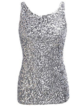 Load image into Gallery viewer, Silver Sparkle Sequin Sleeveless Sequin Top