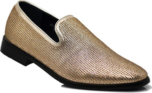 Vintage Gold Rhinestone Slip On Loafer Dress Shoes