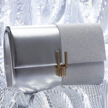 Load image into Gallery viewer, Two-Tone Glitter Silver Clutch Purse