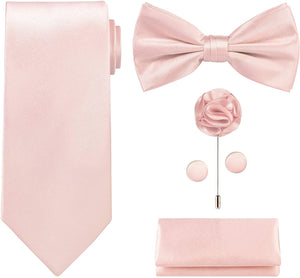 Men's Blush Pink 5pcs Satin Bow tie Set