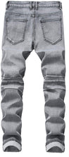 Load image into Gallery viewer, Gray Distressed Men&#39;s Denim Pants