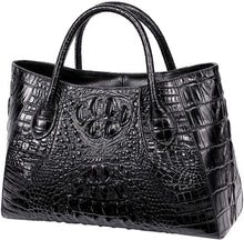 Load image into Gallery viewer, Satchel Designer Black Crocodile Top Handle Bag