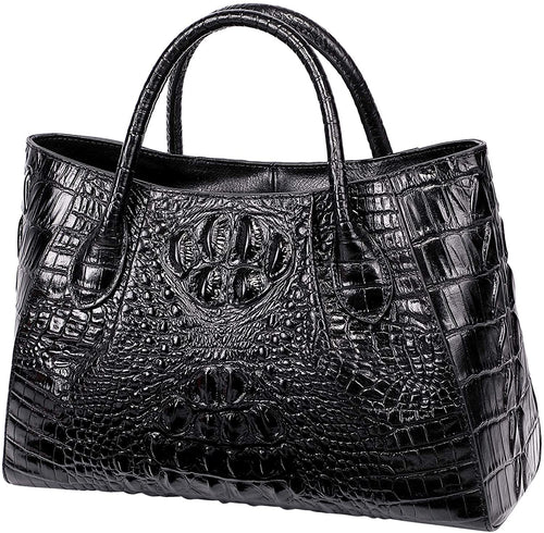 Satchel Designer Black Crocodile Top Handle Bag