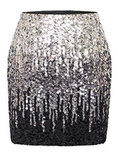 Load image into Gallery viewer, Black Gold Silver Fading Sequin Mini Skirt