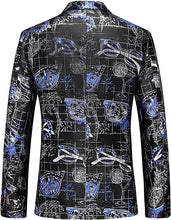 Load image into Gallery viewer, Men&#39;s Black/Gold Abstract Print Long Sleeve Blazer &amp; Pants Slim Fit 2pc Suit