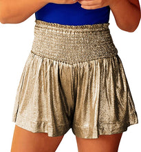 Load image into Gallery viewer, Metallic Shine Gold High Waist Summer Shorts