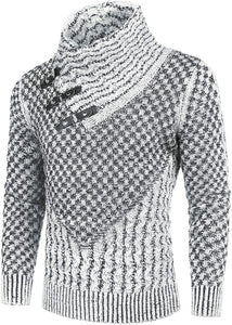 White Long Sleeve Slim Fit Designer Knitted Turtleneck Sweater
