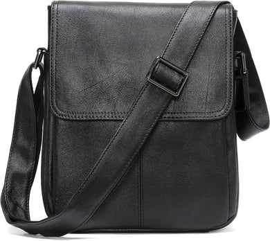 Genuine Black Full Grain Leather Crossbody Bag