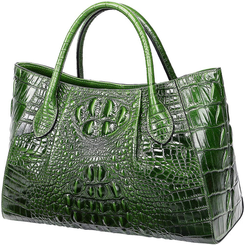 Satchel Designer Green Crocodile Top Handle Bag