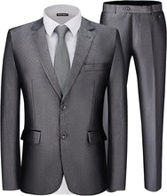 Load image into Gallery viewer, Men&#39;s Upscale Dark Grey Long Sleeve Blazer &amp; Pants 3pc Suit