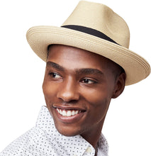 Load image into Gallery viewer, Men&#39;s Beige Fedora Bucket Sun Straw Beach Hat