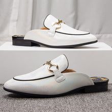 Load image into Gallery viewer, Fashion Suede White Backless Loafers Casual Men&#39;s Slippers